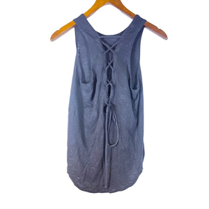 Chaser Vintage Black Burnout Lace Up Back Cut Out Tank Top‎ Women's small